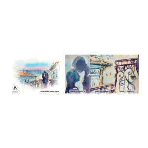 Échantillon de Papier Peint Premium Canvas - Amoureux de Paris - Architecture, Ville, Couple d'amoureux - 100x30 cm