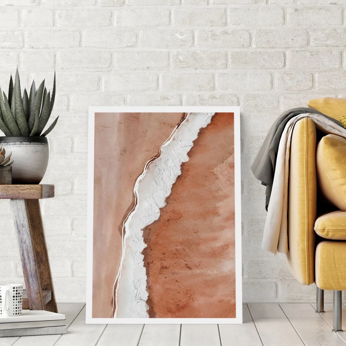 Affiche - Poster - Texture abstraite dans les tons de marron et de blanc - 50x70cm - Dans des couleurs de la terre - Décoration murale moderne pour le salon et la chambre ARTTOR