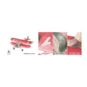Échantillon De Papier Peint Standard Eco - Prêt pour les hauts vols - Avion, Enfants, Ancien - 100x30 cm