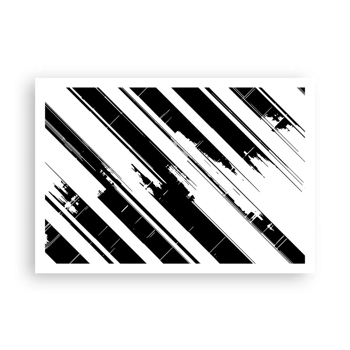 Affiche - Poster - Lignes noires et blanches et motifs géométriques dans un style moderne - 100x70cm - Une composition intense et dynamique - Décoration murale moderne pour le salon et la chambre ARTTOR