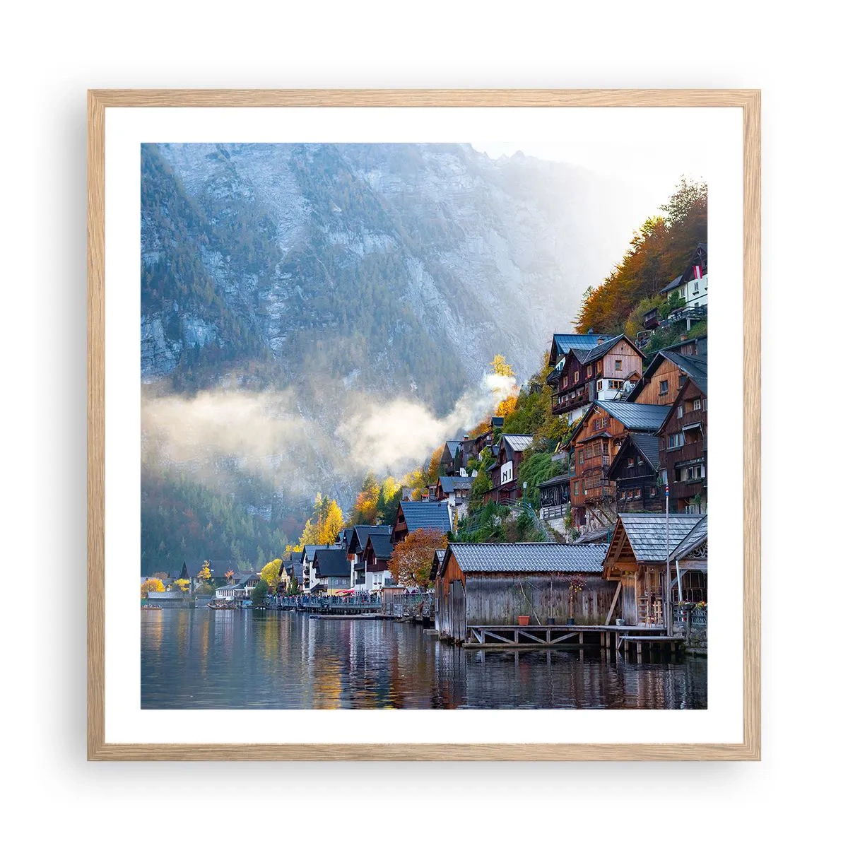 Affiche dans un chêne clair - Poster - Ambiance alpine - 60x60 cm