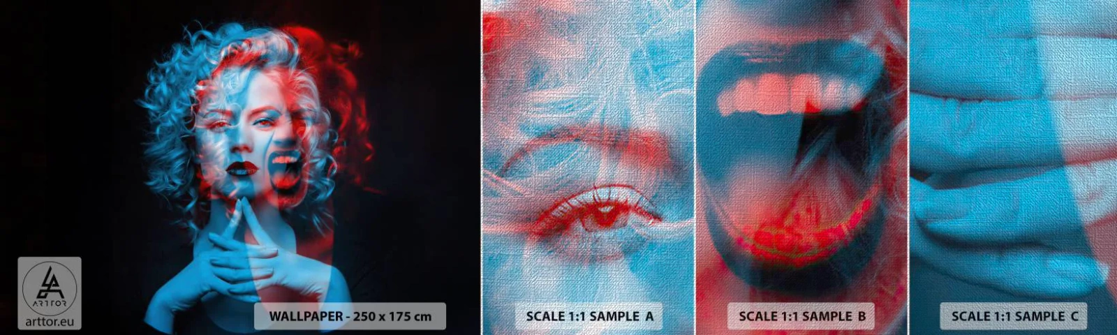 Échantillon de Papier Peint Premium Canvas - Alter ego - Abstraction, Femme, Visage de femme - 100x30 cm