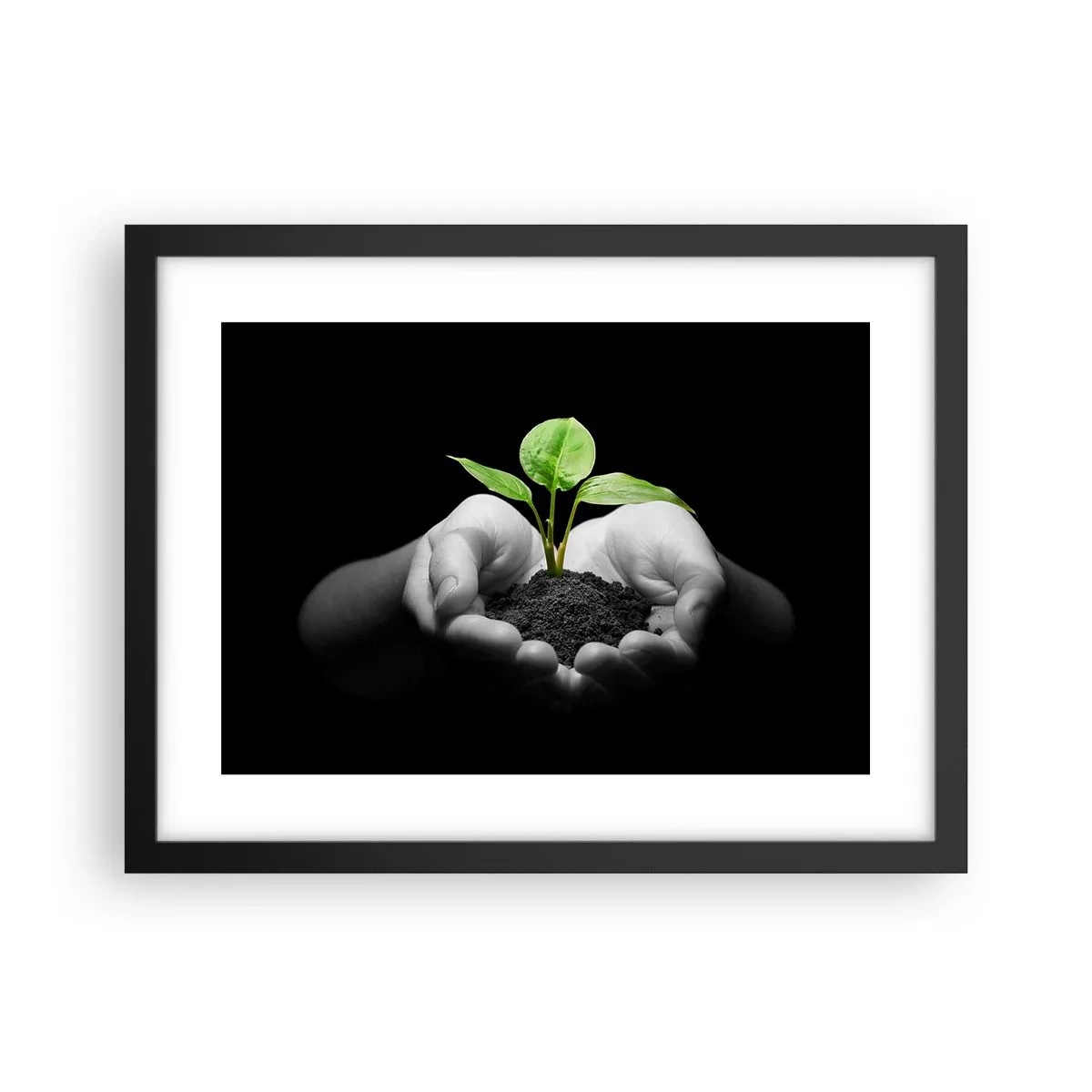 Affiche dans un cadre noir - Poster - J'aime la nature, je la protège - 40x30 cm