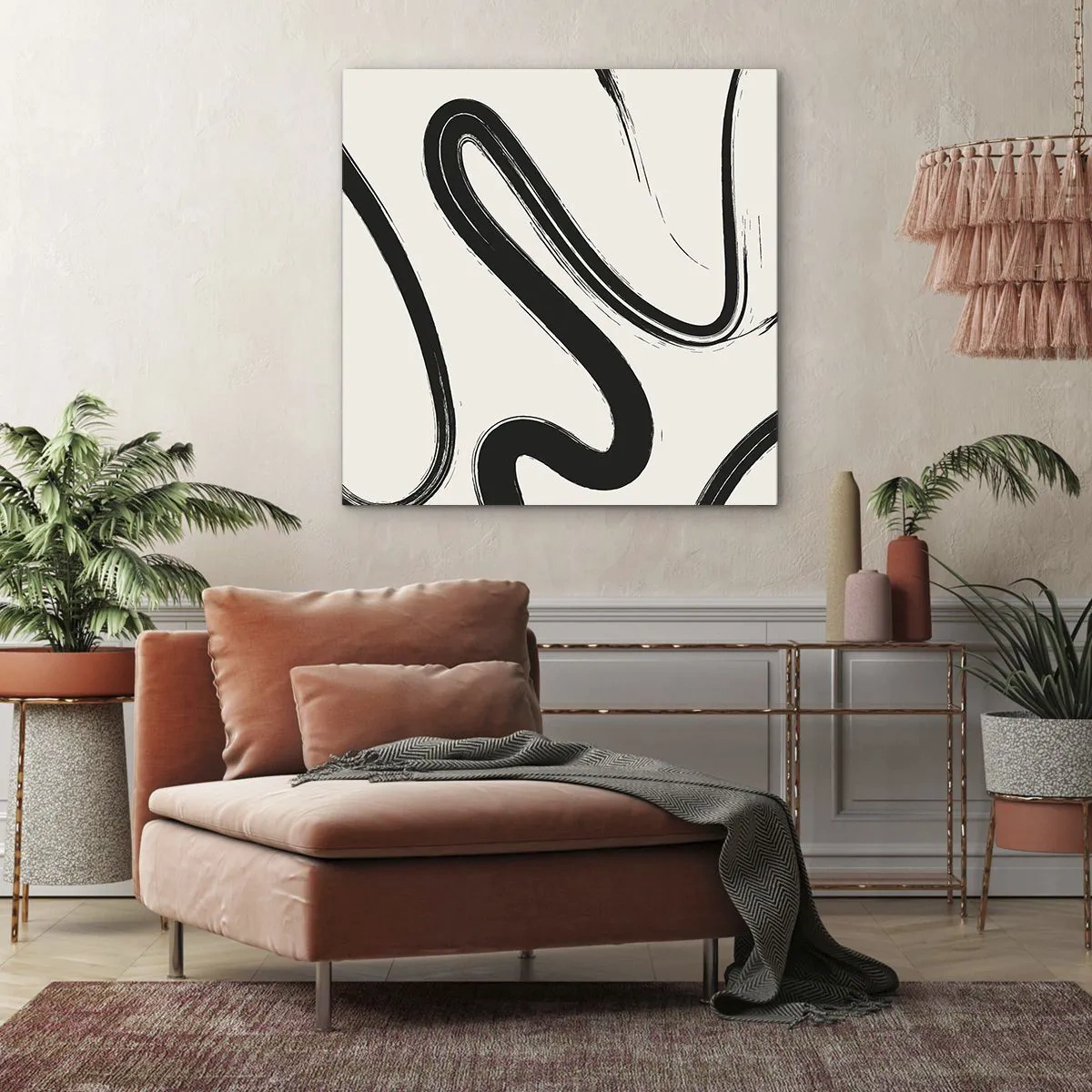 Impression sur toile - Image sur toile - Fantaisie en noir et blanc - 70x70 cm