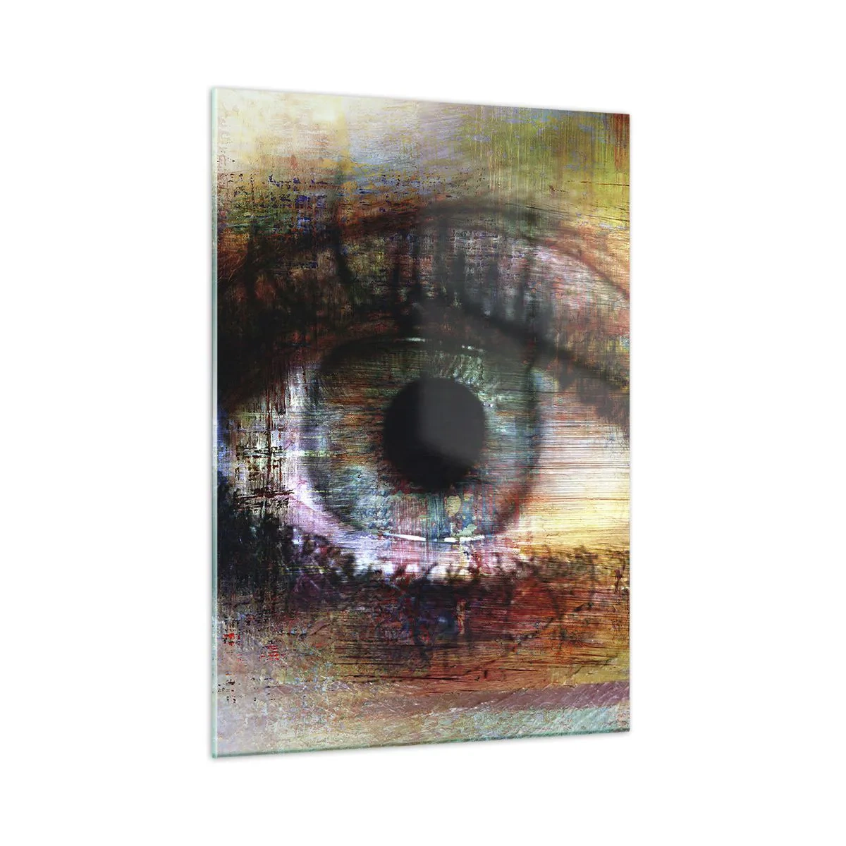 Impression sur verre - Image sur verre - Un œil abstrait aux nuances intenses et multicolores - 50x70cm - Vous pouvez jeter un coup d'œil dans l'âme - Décoration murale moderne pour le salon et la chambre ARTTOR
