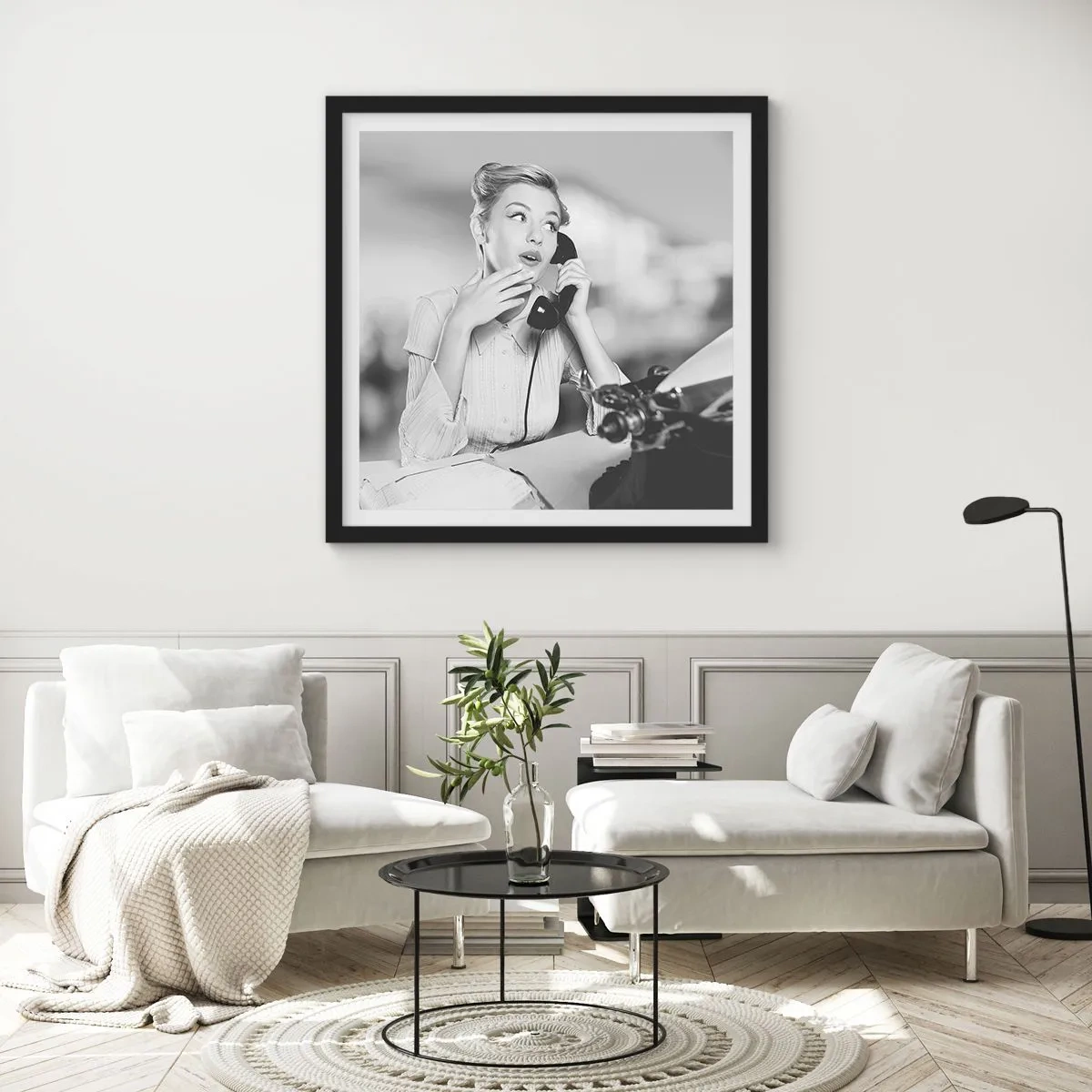 Affiche dans un cadre noir - Poster - Hello! Ici les années 50 - 40x40 cm