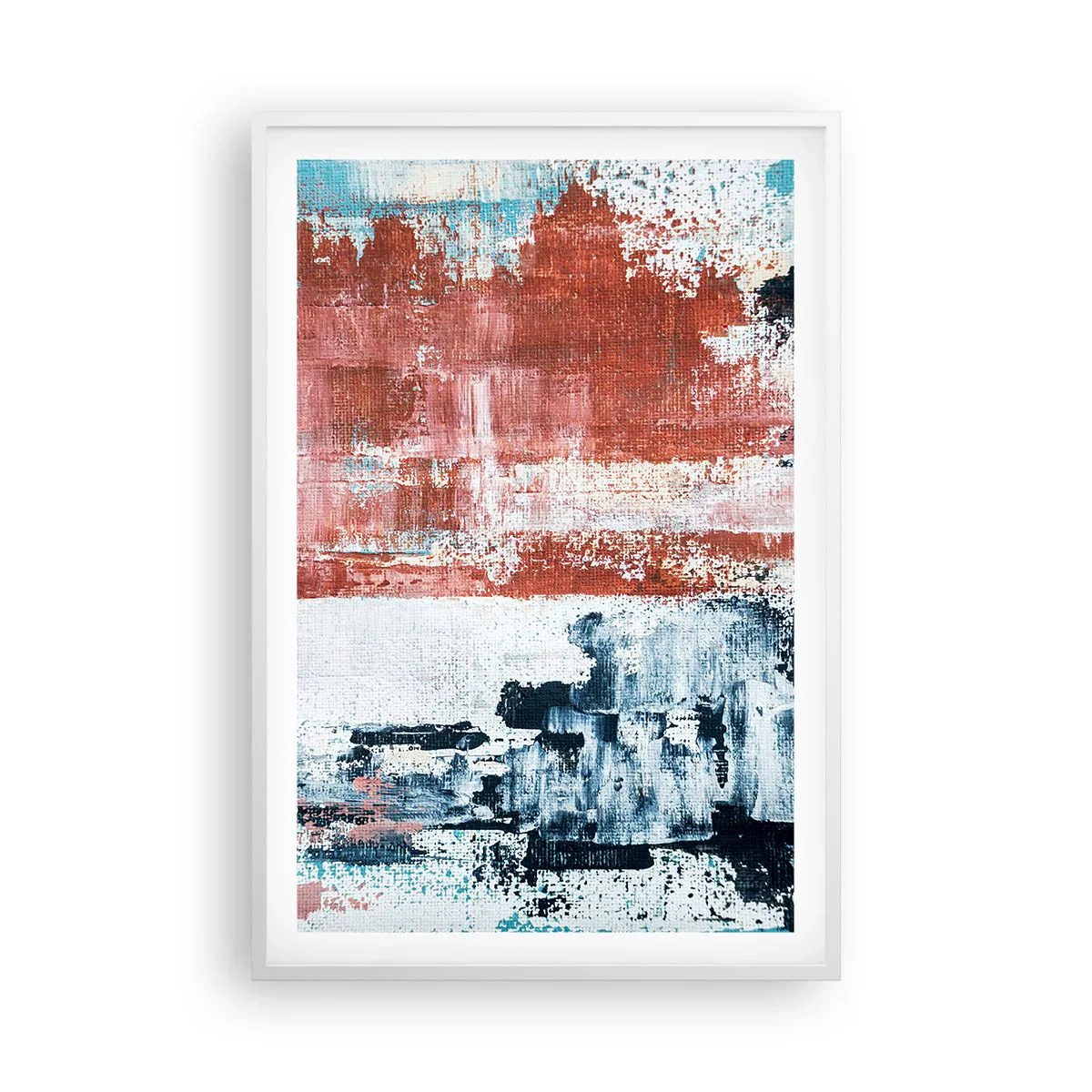 Affiche dans un cadre blanc - Poster - Moitié-moitié abstrait - 61x91 cm