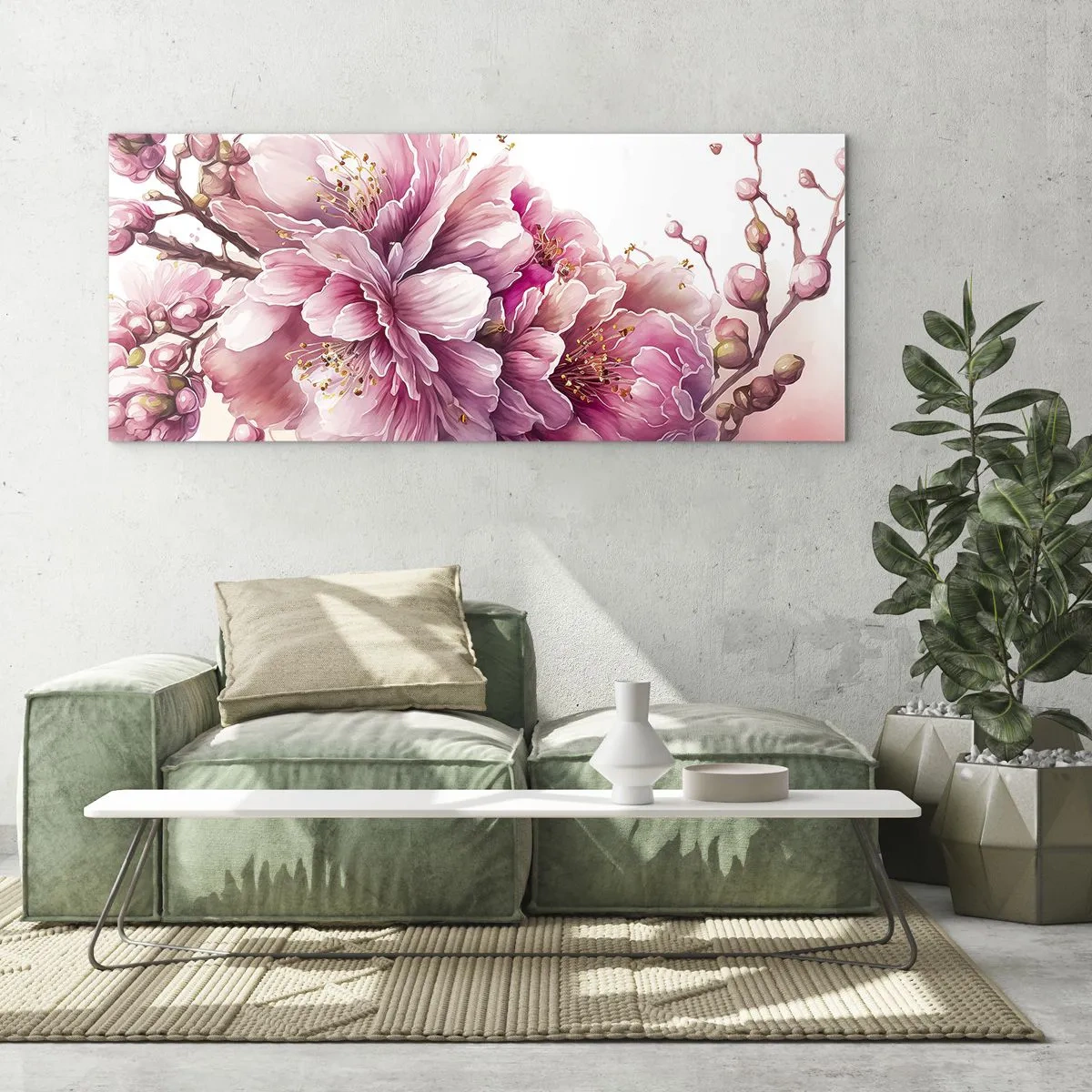 Impression sur verre - Image sur verre - Fleur florissante de cerisier - 100x40 cm
