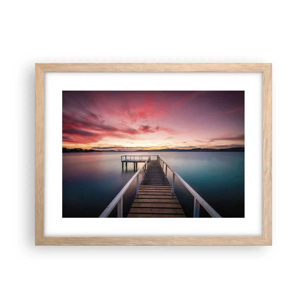 Affiche dans un chêne clair - Poster - La douce flamme du soir - 40x30 cm