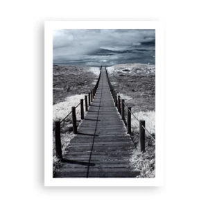 Affiche - Poster - Un chemin de bois vers l'inconnu - 50x70cm - Jusqu'au rivage - Décoration murale moderne pour le salon et la chambre ARTTOR