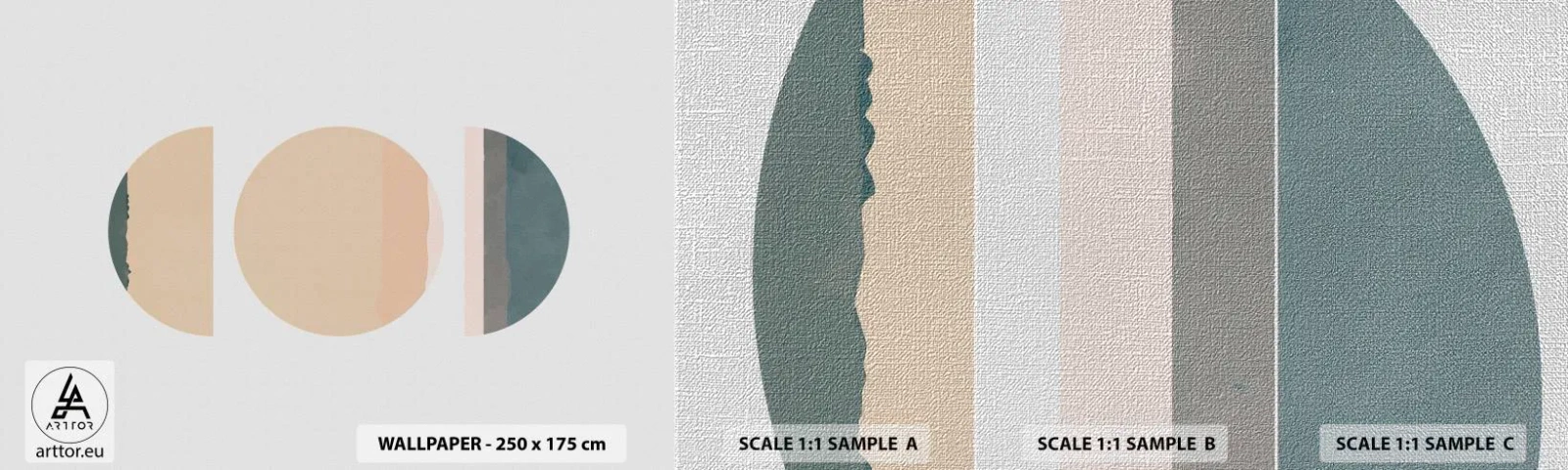 Échantillon de Papier Peint Premium Canvas - Cercles après cercles - Abstraction, Morceau, Art moderne - 100x30 cm