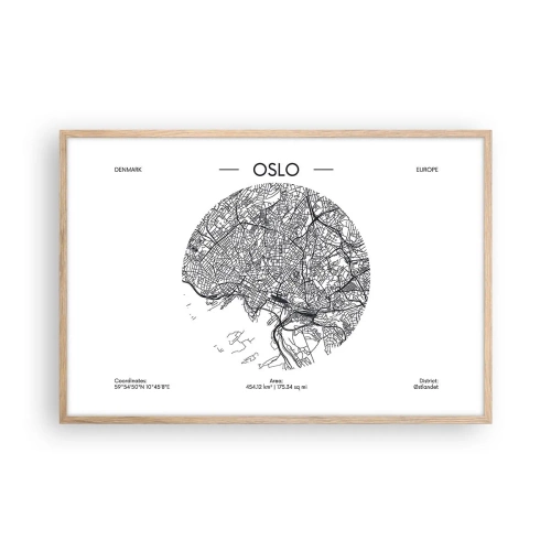 Affiche dans un chêne clair - Poster - Anatomie d’Oslo - 91x61 cm