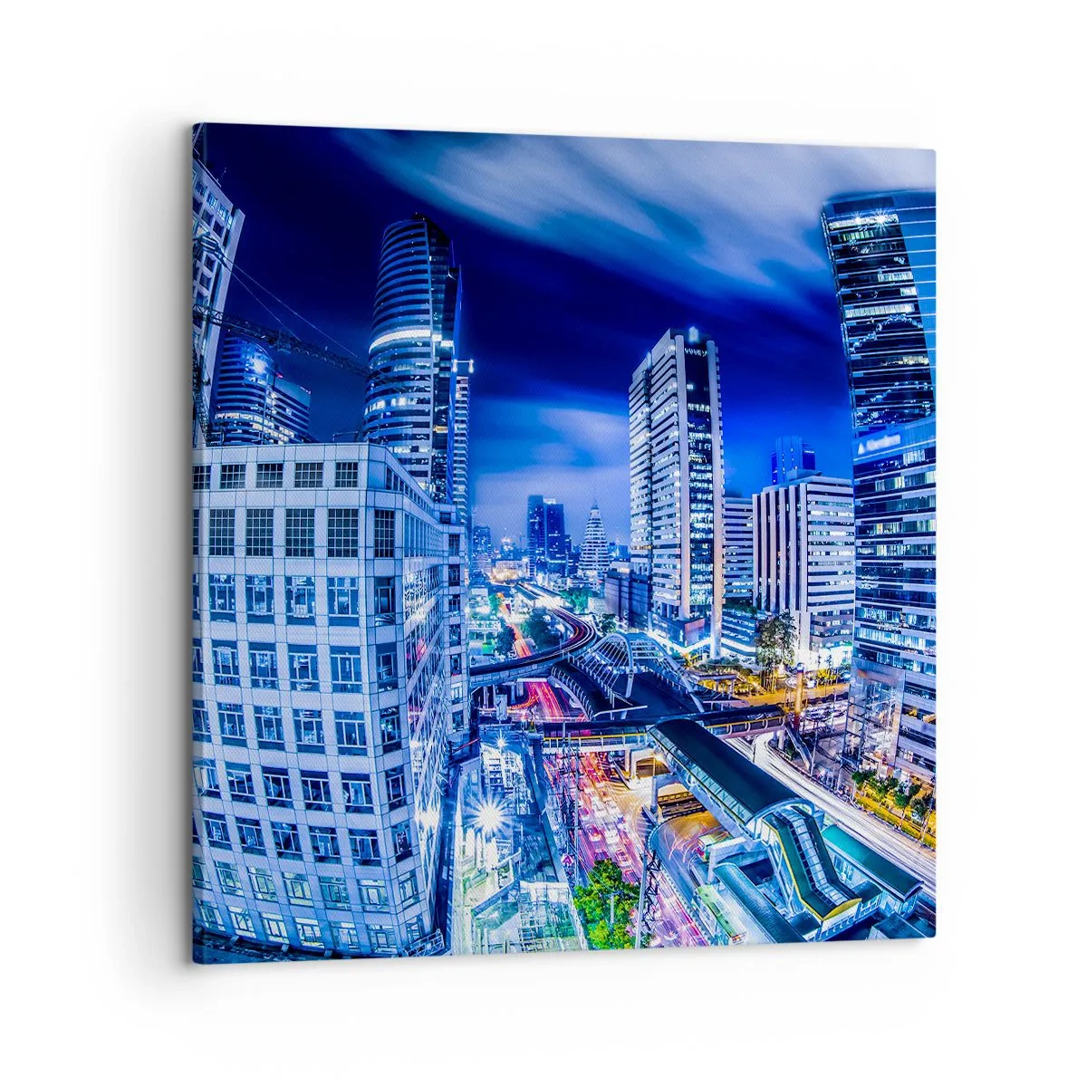 Impression sur toile - Image sur toile - Rythmes de la ville nocturne - 60x60 cm