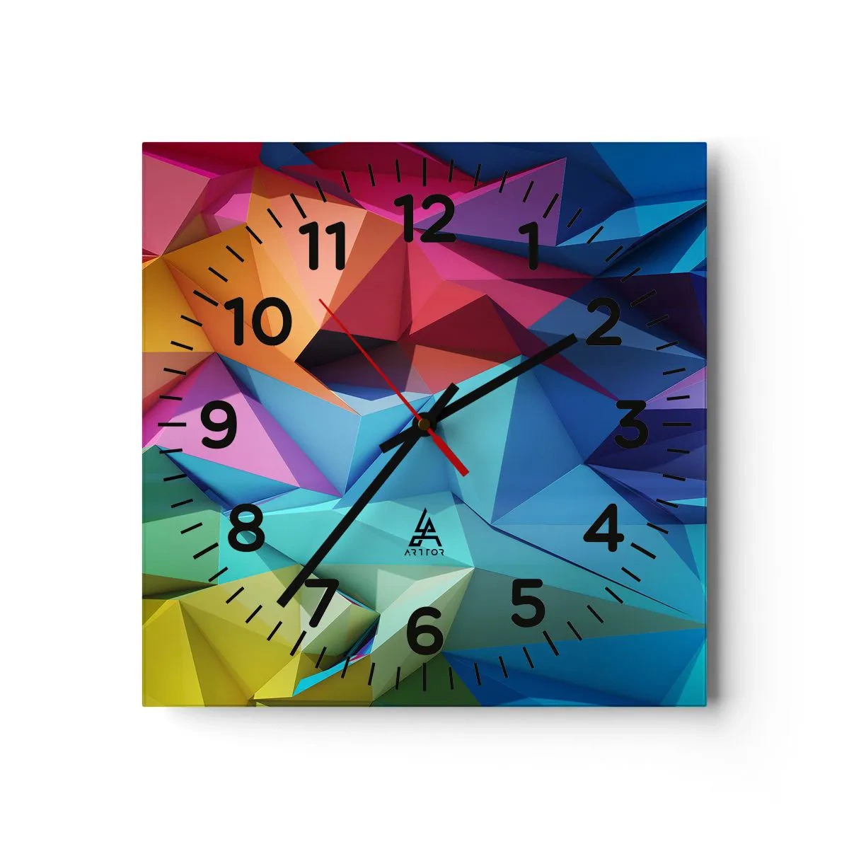 Horloge murale - Pendule murale - Origami arc-en-ciel - 30x30 cm