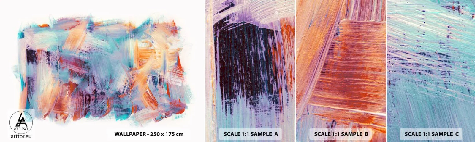 Échantillon De Papier Peint Standard Eco - Un désordre coloré - Minimaliste, Pastel, Morceau - 100x30 cm