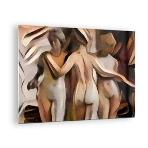 Impression sur verre - Image sur verre - Composition abstraite à trois figures - 70x50cm - Trois Grâces 2.0 - Décoration murale moderne pour le salon et la chambre ARTTOR