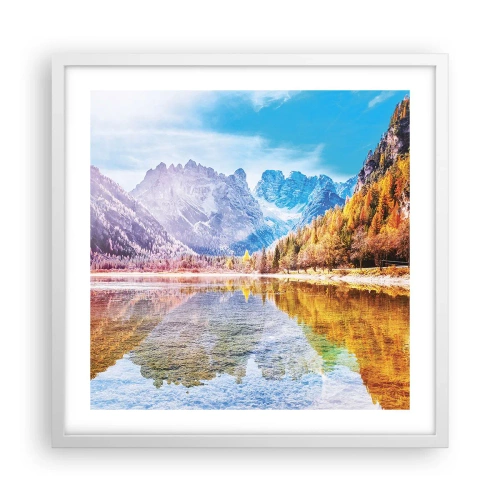Affiche dans un cadre blanc - Poster - C'est déjà le printemps à la montagne - 50x50 cm