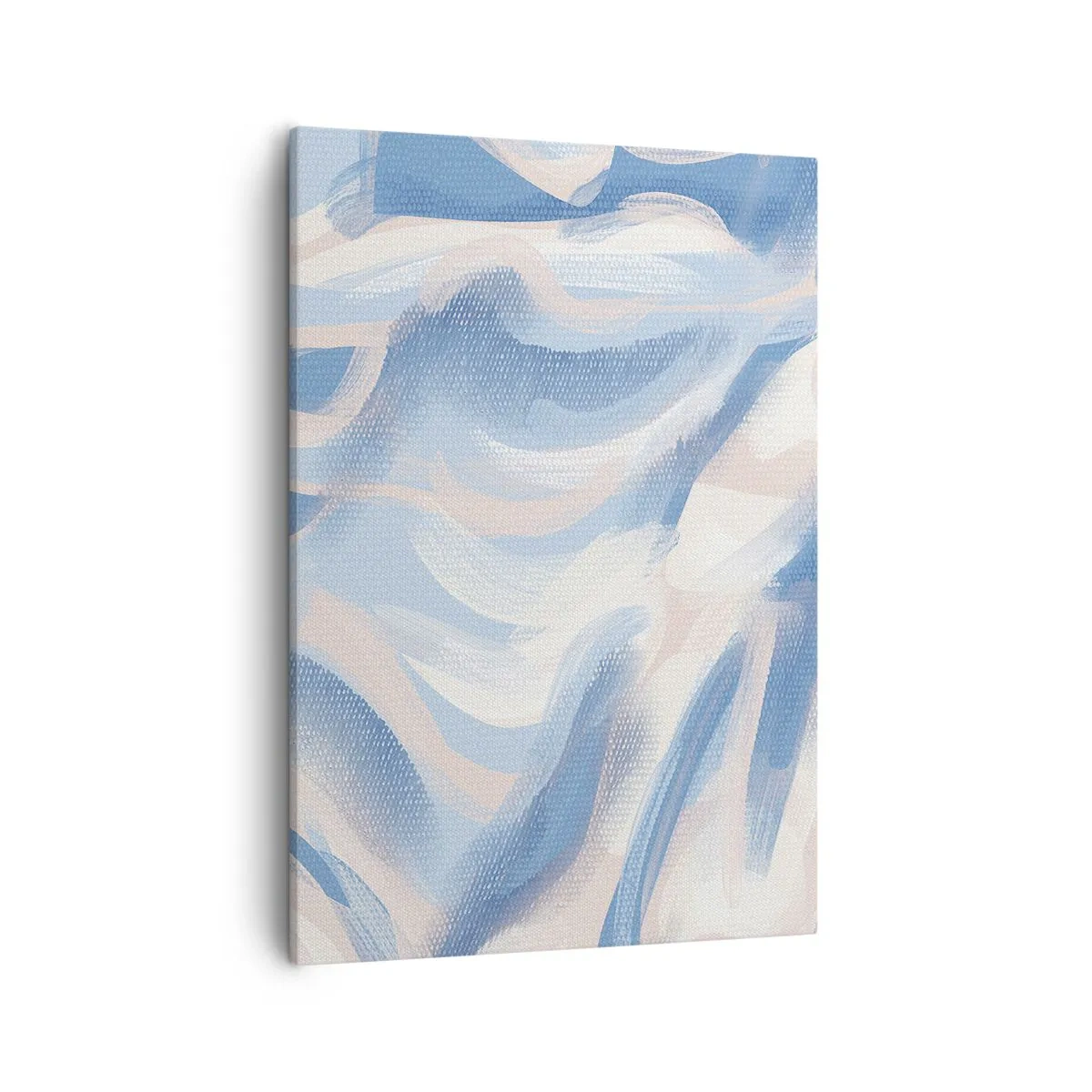 Impression sur toile - Image sur toile - Coups de pinceau abstraits dans des tons de bleu et de beige - 50x70cm - Vagues bleues - Décoration murale moderne pour le salon et la chambre ARTTOR