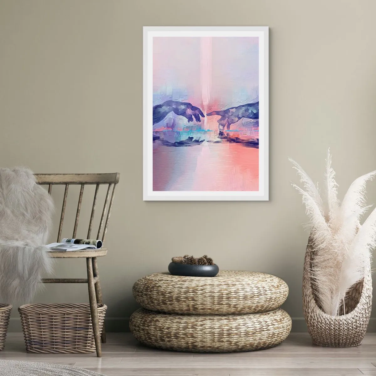 Affiche dans un cadre blanc - Poster - Divine étincelle de vie - 70x100 cm