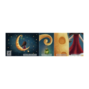 Échantillon de Papier Peint Premium Sand - Il était une fois... - Pour les enfants, Fille, Lune - 100x30 cm