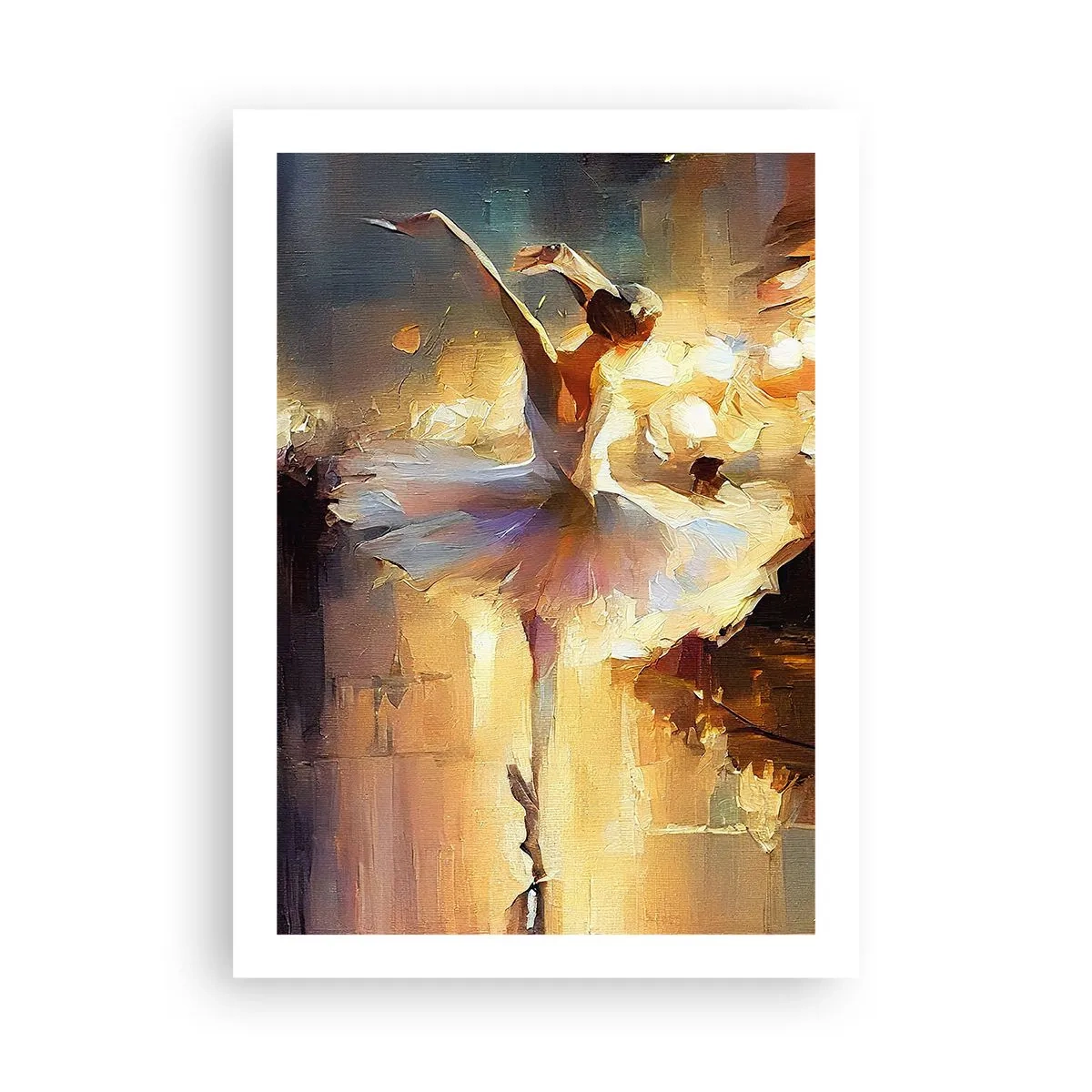 Affiche - Poster - Une ballerine dans la lumière dorée de la scène - 50x70cm - Miracle dans la rue - Décoration murale moderne pour le salon et la chambre ARTTOR