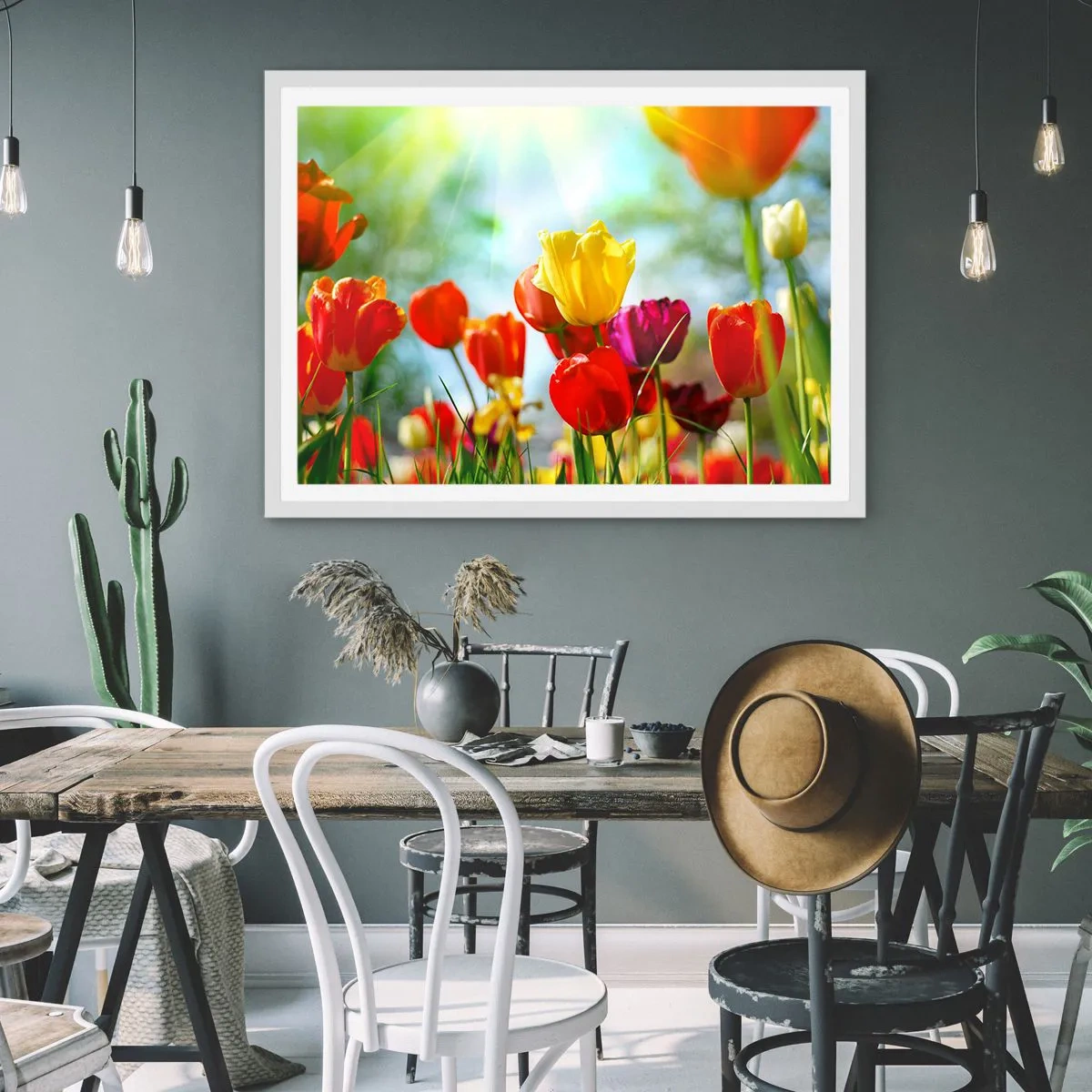 Affiche dans un cadre blanc - Poster - Toutes les couleurs du soleil - 40x30 cm