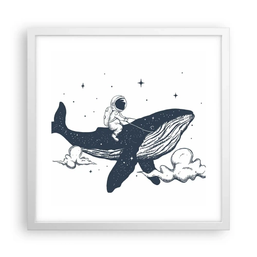 Affiche dans un cadre blanc - Poster - Aventure spatiale - 40x40 cm