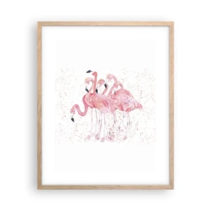 Affiche dans un chêne clair - Poster - Ensemble rose - 40x50 cm