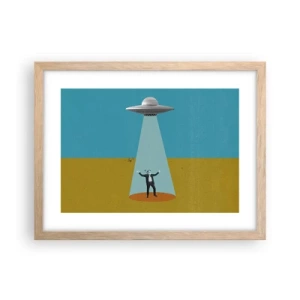 Affiche dans un chêne clair - Poster - Rencontre proche - 40x30 cm