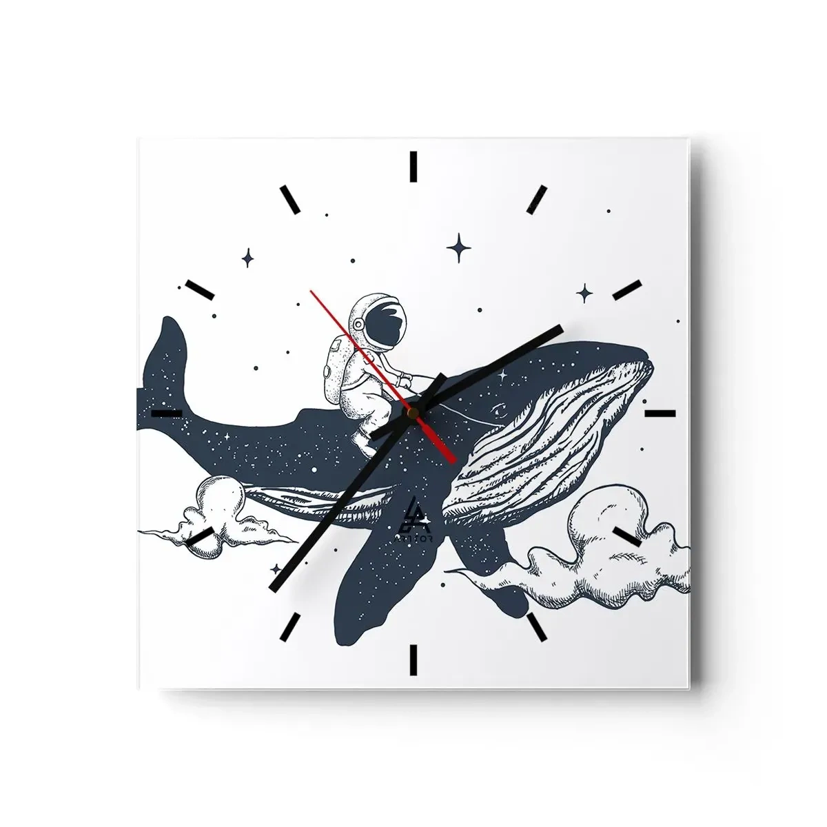 Horloge murale - Pendule murale - Astronaute sur une baleine flottant dans l'espace - 30x30cm - Aventure spatiale - Décoration murale moderne pour le salon et la chambre ARTTOR
