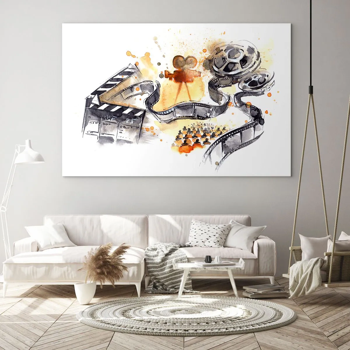 Impression sur verre - Image sur verre - Bande de film et appareil photo dans une composition artistique - 100x70cm - Au pays des rêves - Décoration murale moderne pour le salon et la chambre ARTTOR