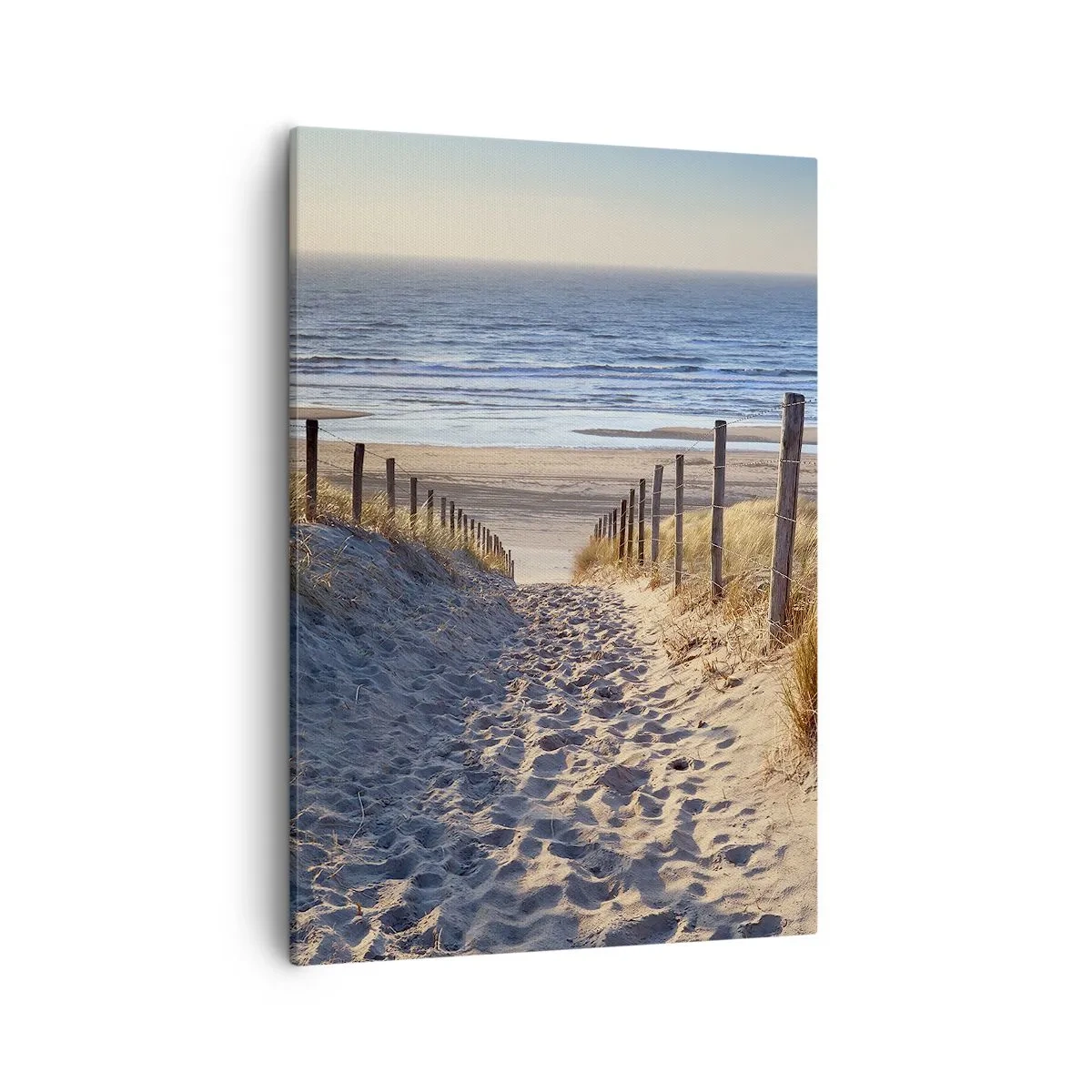 Impression sur toile - Image sur toile - Chemin à travers les dunes menant à la plage - 50x70cm - Le bruit de la mer, le chant des oiseaux, une plage sauvage parmi les herbes… - Décoration murale moderne pour le salon et la chambre ARTTOR