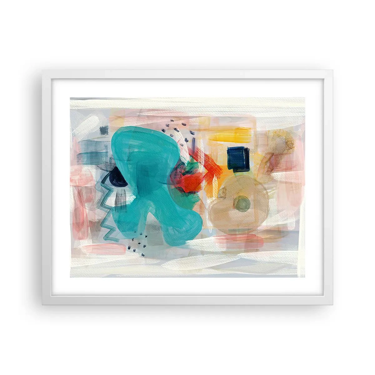 Affiche dans un cadre blanc - Poster - Jeu de couleurs - 50x40 cm