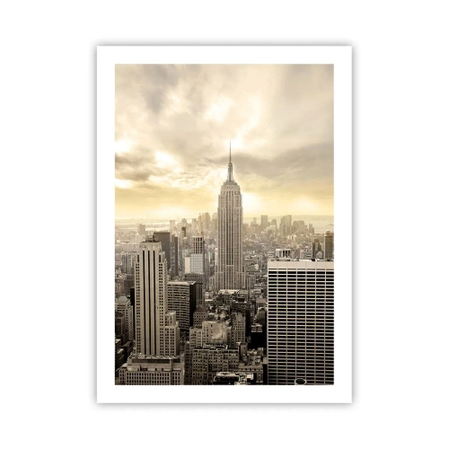Affiche - Poster - Panorama de la ville de New York avec l'Empire State Building - 50x70cm - New York tissé de gris - Décoration murale moderne pour le salon et la chambre ARTTOR