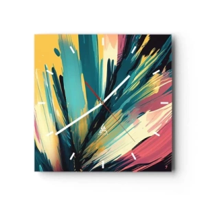 Horloge murale - Pendule murale - Composition – une explosion de joie - 40x40 cm