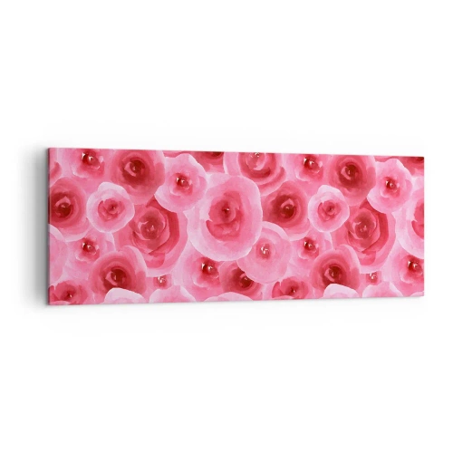 Impression sur toile - Image sur toile - Roses délicates dans des tons pastel de rose - 140x50cm - Roses en-haut et en-bas - Décoration murale moderne pour le salon et la chambre ARTTOR