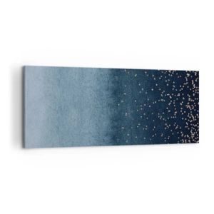 Impression sur toile - Image sur toile - Dégradés bleus avec de subtils accents dorés - 120x50cm - Composition - phases bleues - Décoration murale moderne pour le salon et la chambre ARTTOR