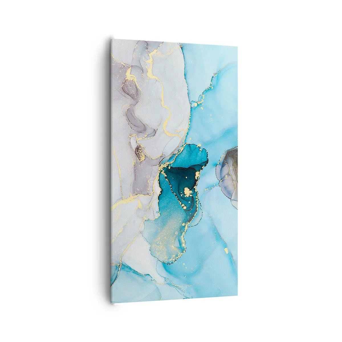 Impression sur toile - Image sur toile - Etude de la rencontre gris et turquoise - 65x120 cm