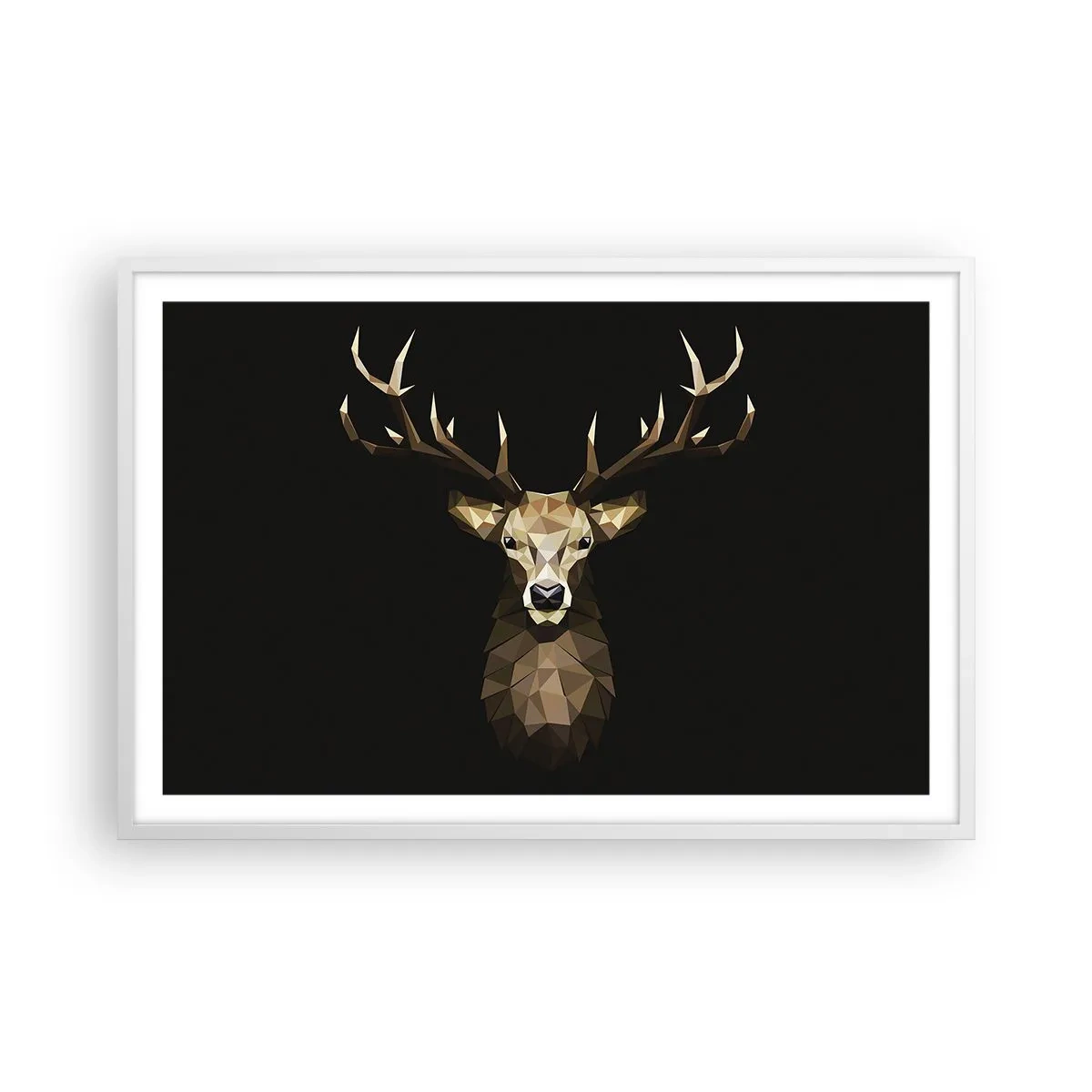 Affiche dans un cadre blanc - Poster - Cerf cubique - 91x61 cm