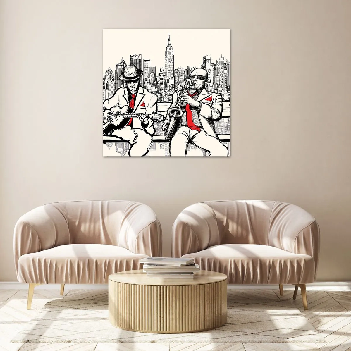 Impression sur verre - Image sur verre - improvisation new-yorkaise - 50x50 cm