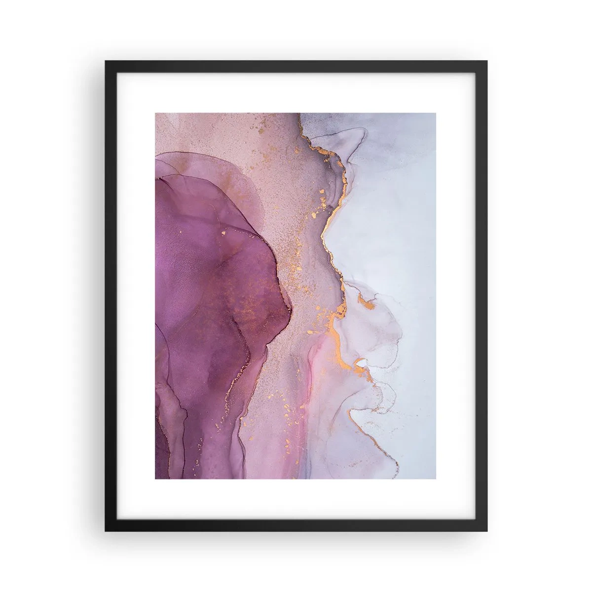 Affiche dans un cadre noir - Poster - Vagues lilas et violettes - 40x50 cm