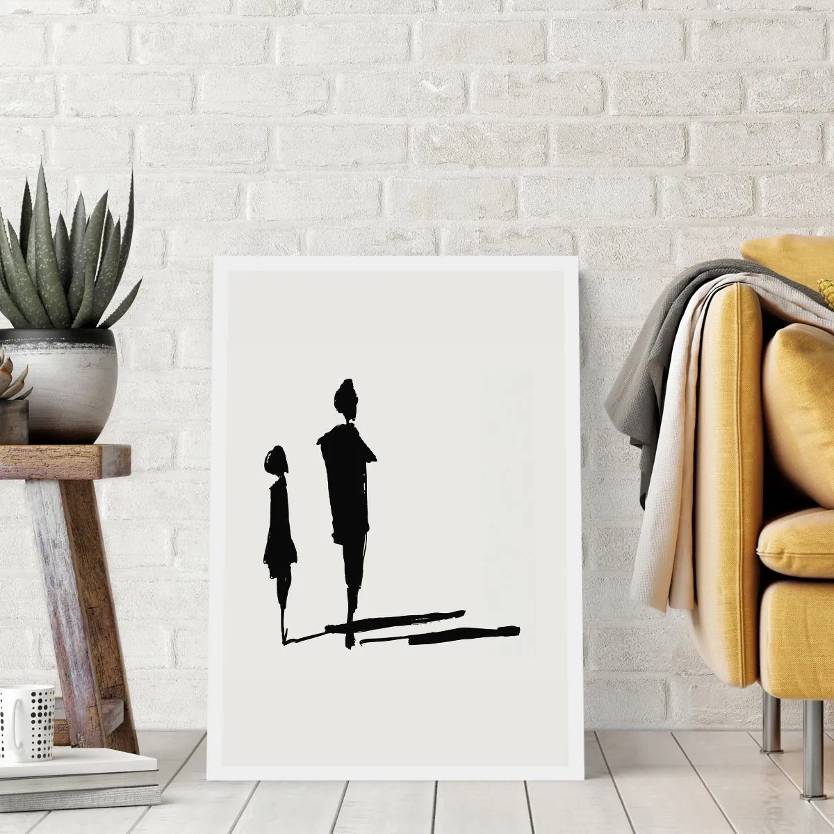 Affiche - Poster - Silhouettes de deux personnages en noir sur fond clair - 50x70cm - Êtes-vous sûr qu'ils sont ensemble ? - Décoration murale moderne pour le salon et la chambre ARTTOR