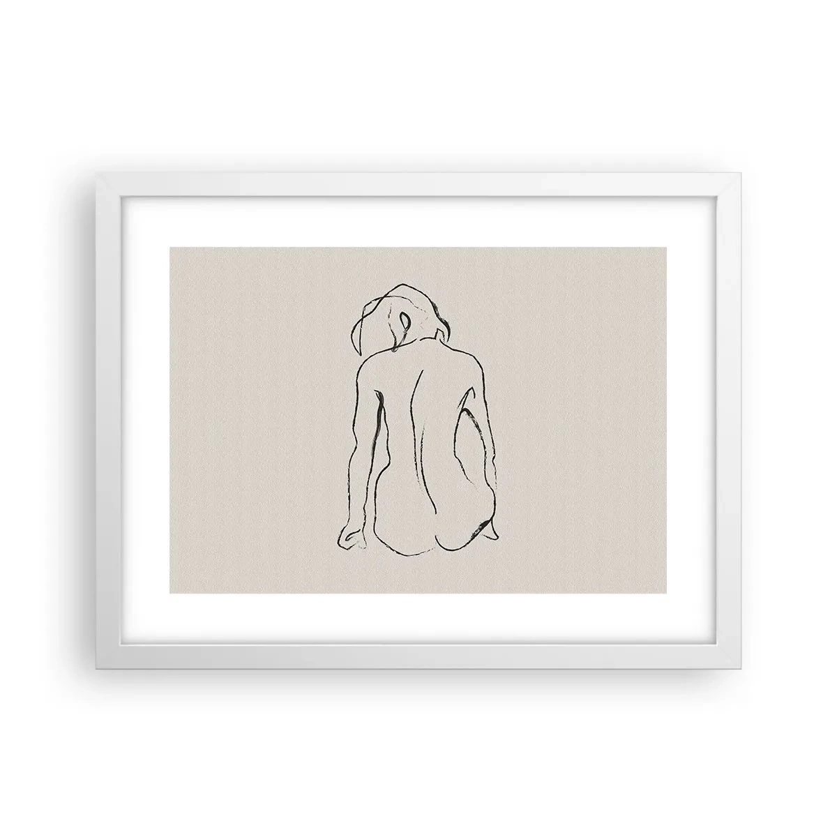 Affiche dans un cadre blanc - Poster - Femme nue - 40x30 cm