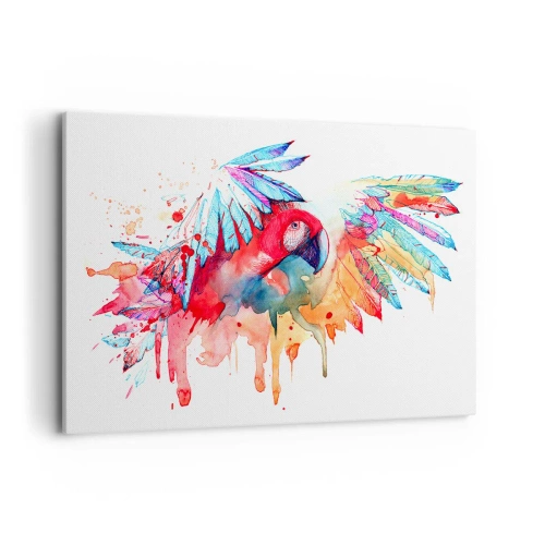 Impression sur toile - Image sur toile - Un perroquet dans un style aquarelle artistique - 120x80cm - Perroquets colorés - Décoration murale moderne pour le salon et la chambre ARTTOR