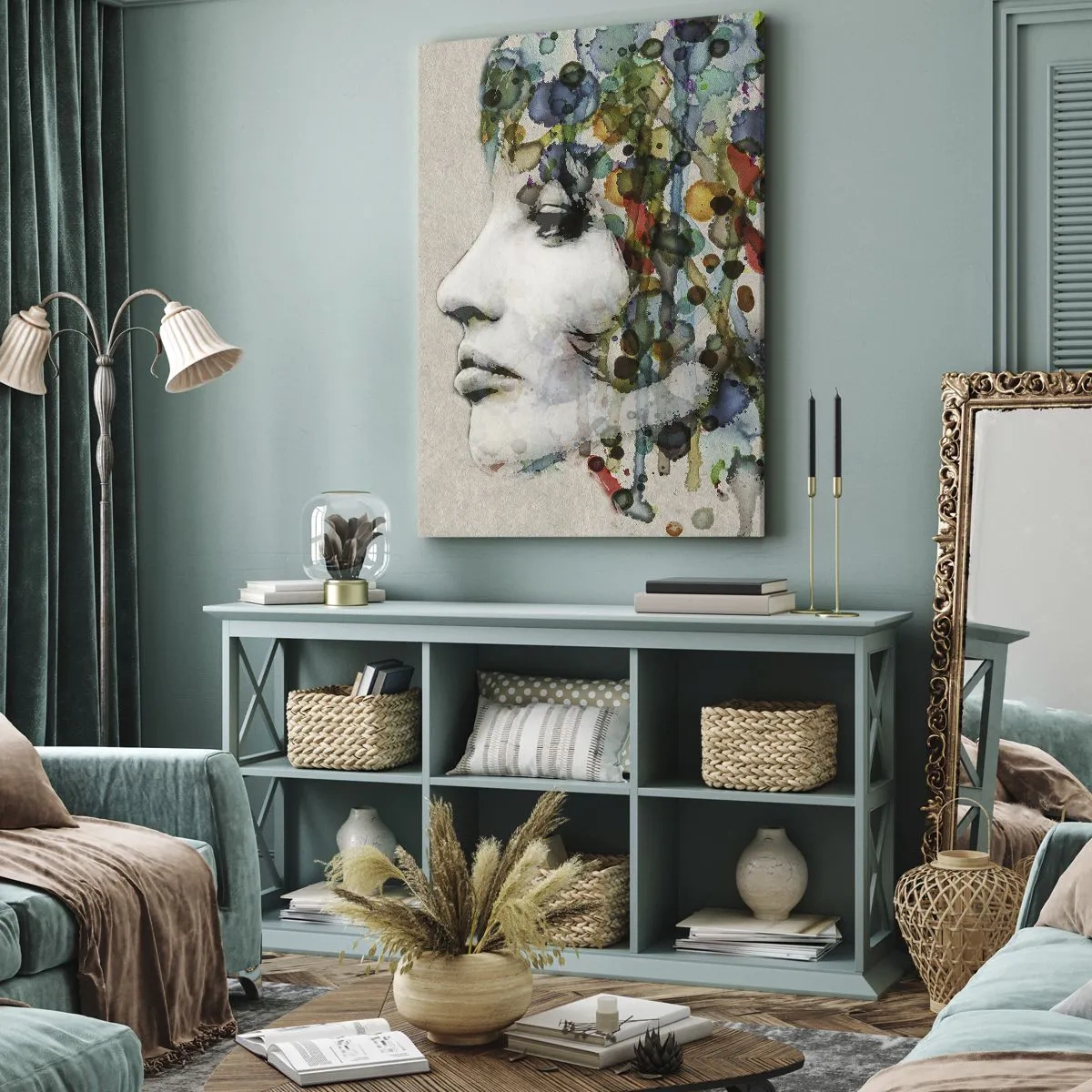 Impression sur toile - Image sur toile - Elle est sortie de la grisaille - 45x80 cm