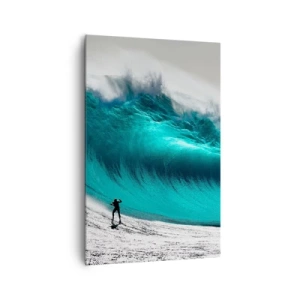 Impression sur toile - Image sur toile - Surfeur devant une énorme vague - 80x120cm - Challenge accepté - Décoration murale moderne pour le salon et la chambre ARTTOR