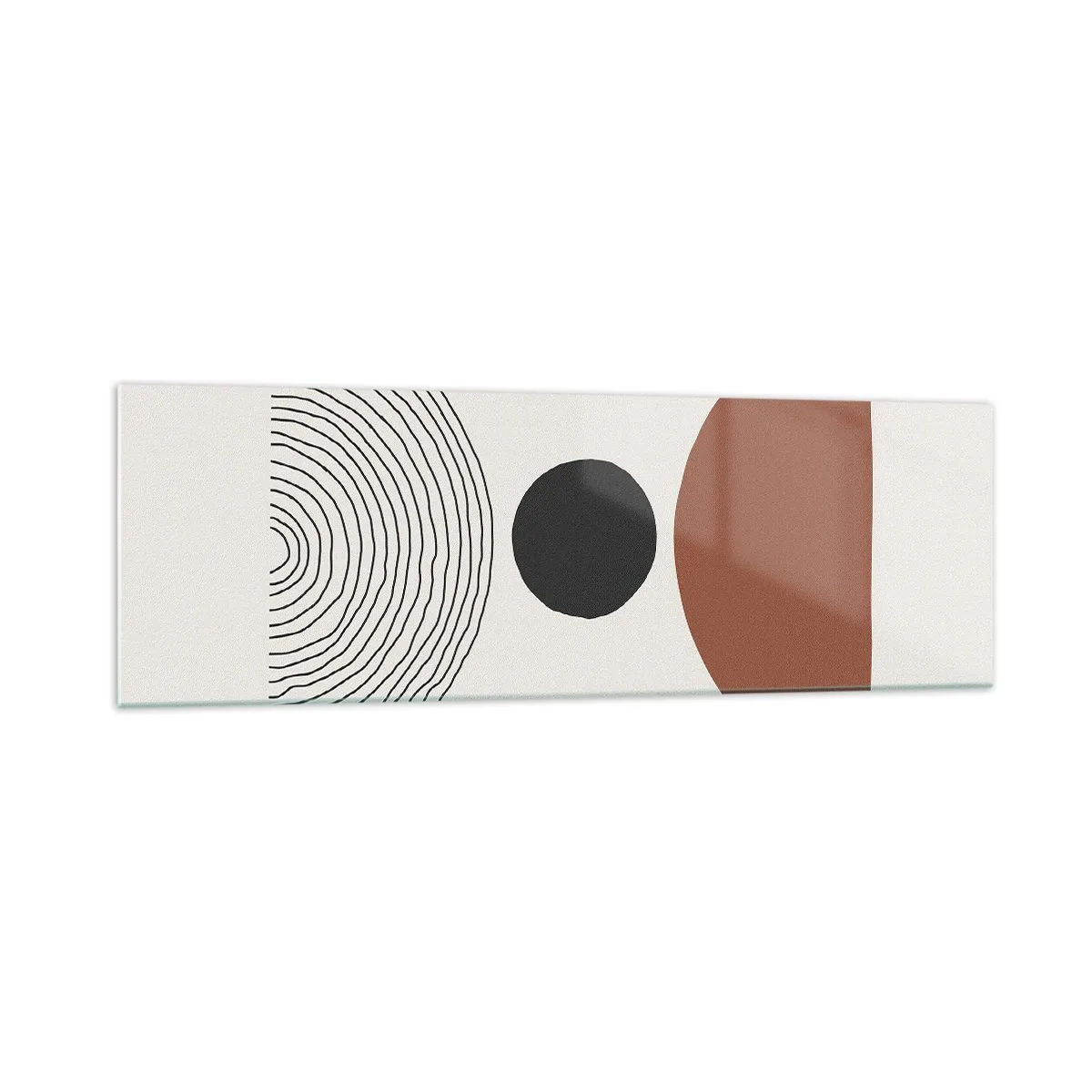 Impression sur verre - Image sur verre - Figures géométriques abstraites aux couleurs chaudes - 160x50cm - Au centre de l'attention - Décoration murale moderne pour le salon et la chambre ARTTOR