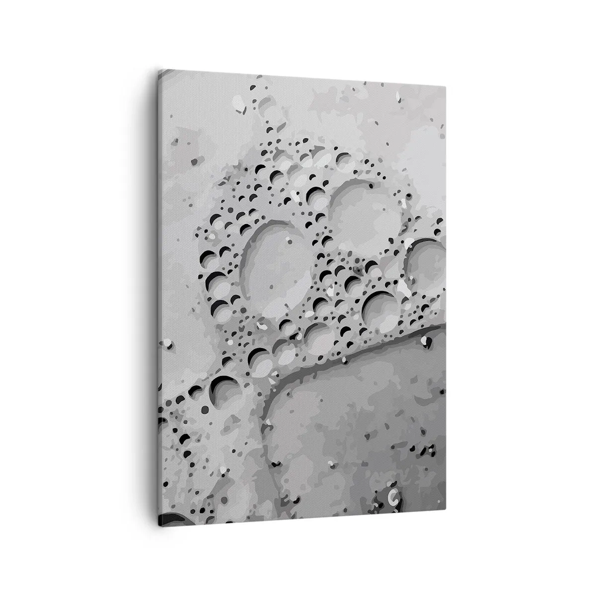 Impression sur toile - Image sur toile - Motif à bulles noir et blanc dans un style minimaliste - 50x70cm - Sentier de mousse - Décoration murale moderne pour le salon et la chambre ARTTOR
