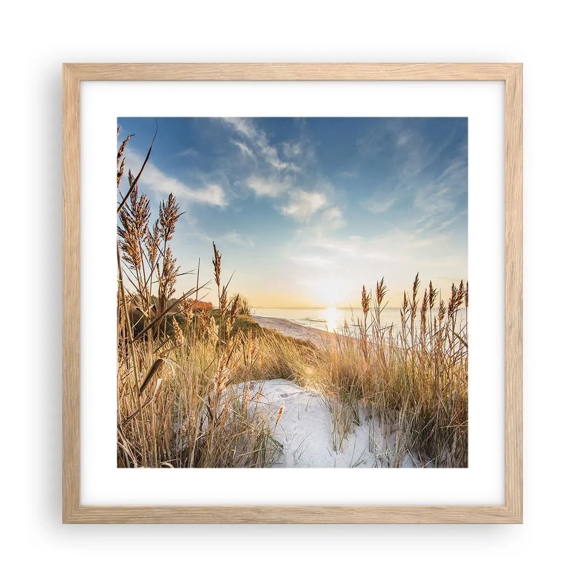 Affiche dans un chêne clair - Poster - Plage du nord - 40x40 cm