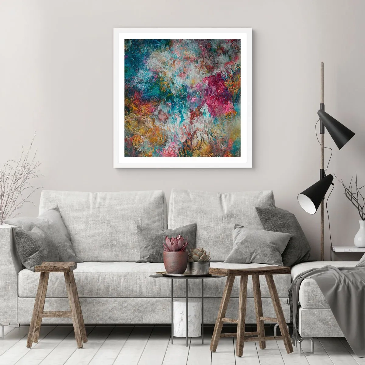 Affiche dans un cadre blanc - Poster - En pleine floraison - 60x60 cm